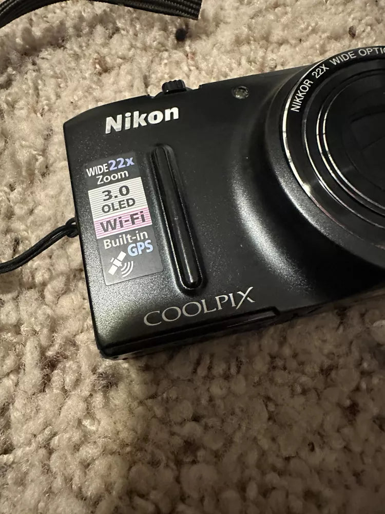 Used 🍇₊˚💜 Nikon Coolpix S9500 18.1 MP Digital Camera (Black) 🍥🎀📷