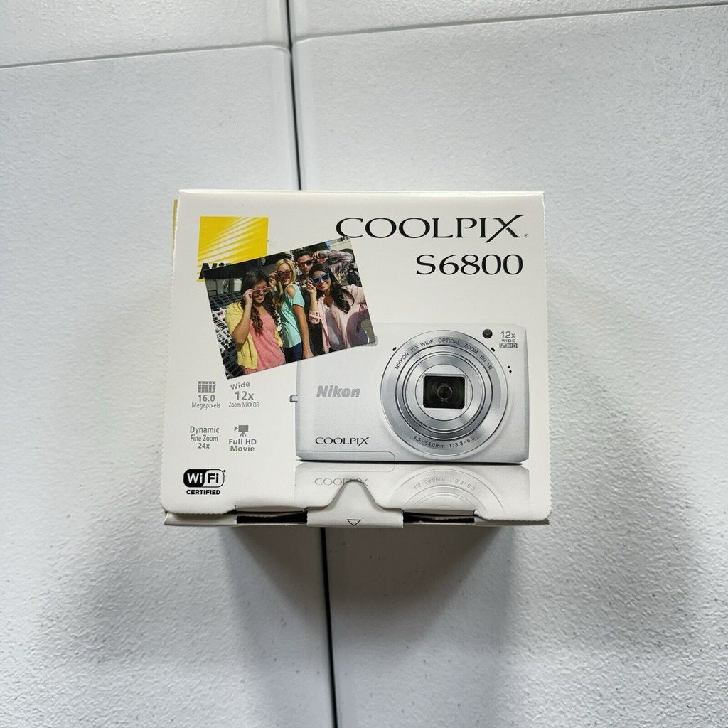 🍇 ₊˚💜 Nikon COOLPIX S6800 16.0MP Wi-Fi FHD Digital Camera (White, Open Box) 🍥 🎀📷