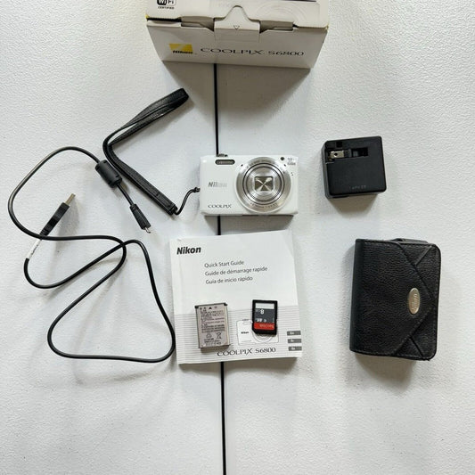 🍇 ₊˚💜 Nikon COOLPIX S6800 16.0MP Wi-Fi FHD Digital Camera (White, Open Box) 🍥 🎀📷