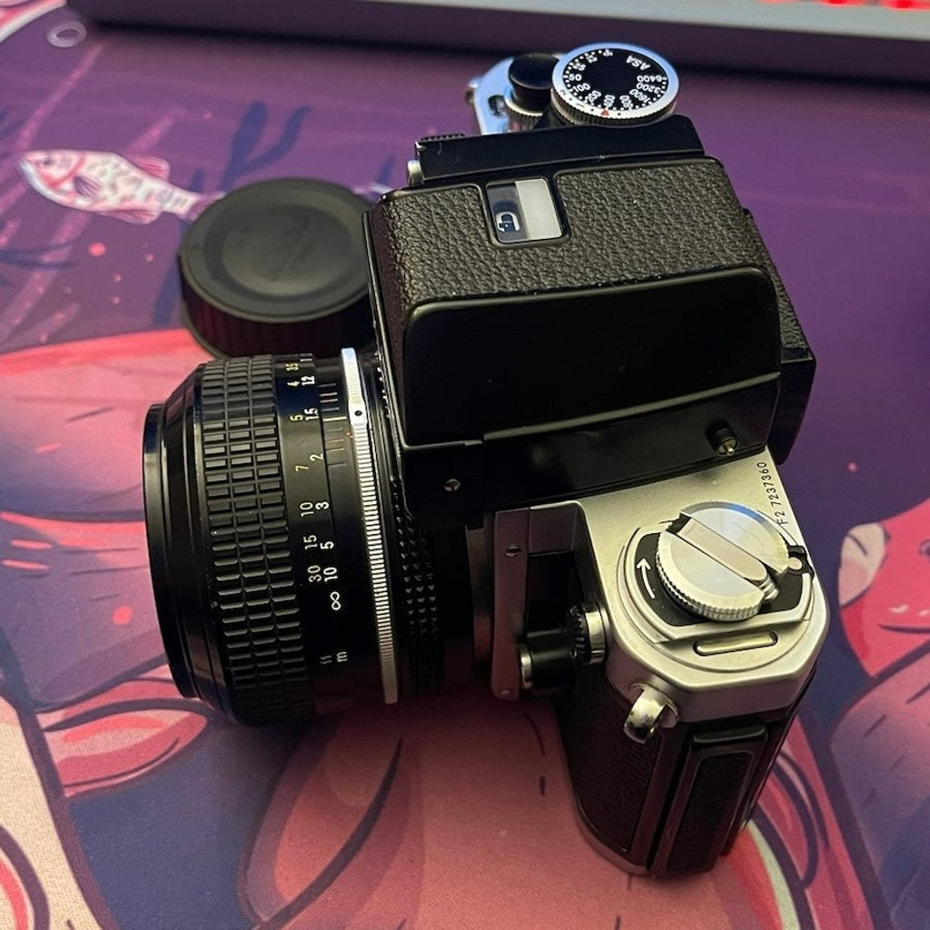 🍇 ₊˚💜 Nikon F2 Film Camera (Silver) with 35mm and 50mm Lenses 🍥 🎀📷
