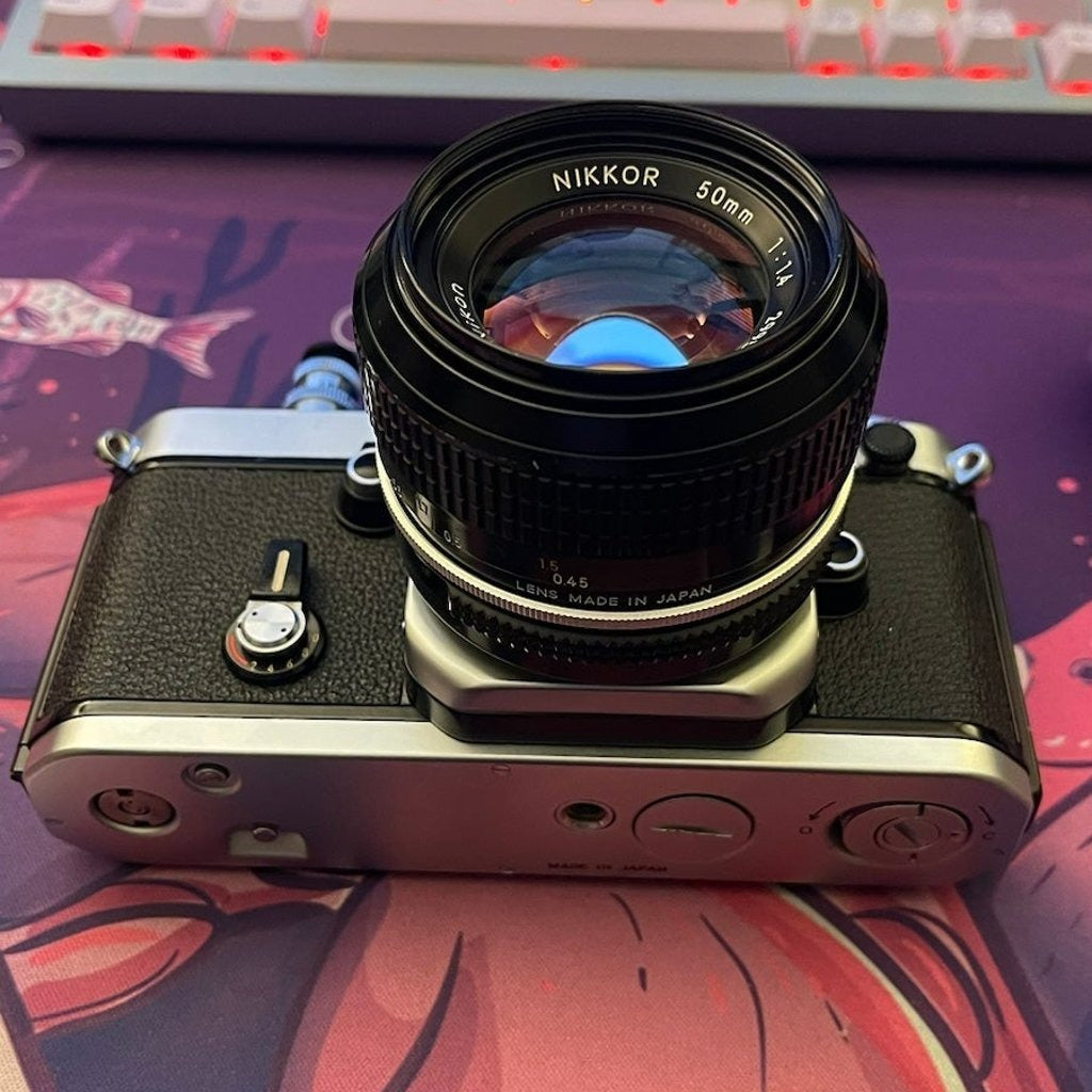 🍇 ₊˚💜 Nikon F2 Film Camera (Silver) with 35mm and 50mm Lenses 🍥 🎀📷